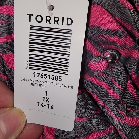 1X 14W 16W Torrid Pink Grey Zebra Lounge Romper Stretch Waist Keyhole Neck Closu - Picture 8 of 9